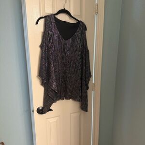 Onyx Black Top with Iridescent Metallic Stripes